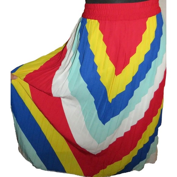 Ashley Stewart Women's Multi Striped Chiffon Midi Skirt Plus Size 26-28 - Picture 2 of 7